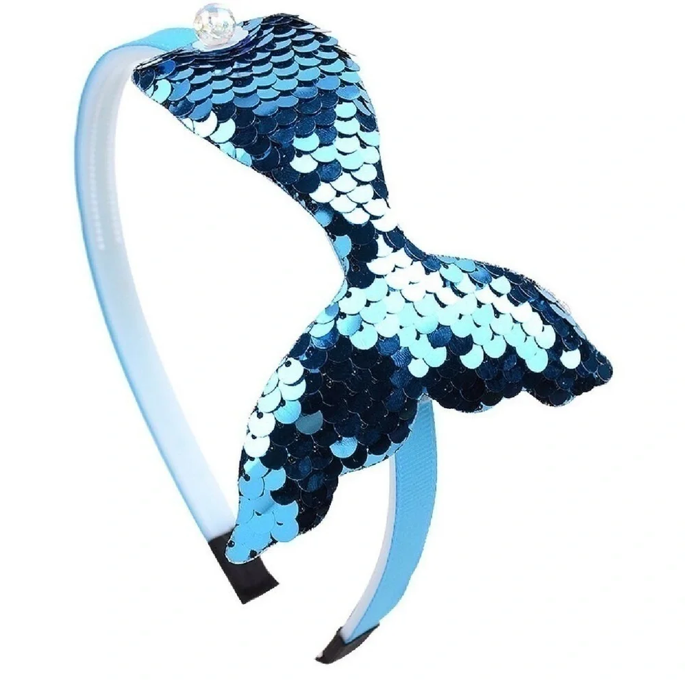 HEADBAND. Blue with blue sequins. Mermaid tail